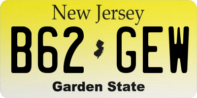 NJ license plate B62GEW