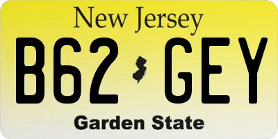 NJ license plate B62GEY