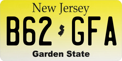 NJ license plate B62GFA