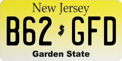 NJ license plate B62GFD