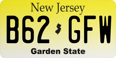 NJ license plate B62GFW