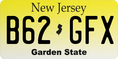 NJ license plate B62GFX