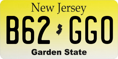 NJ license plate B62GGO