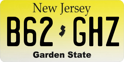 NJ license plate B62GHZ