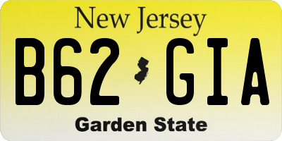 NJ license plate B62GIA