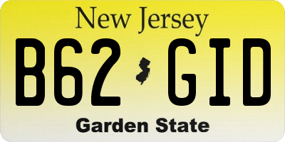 NJ license plate B62GID