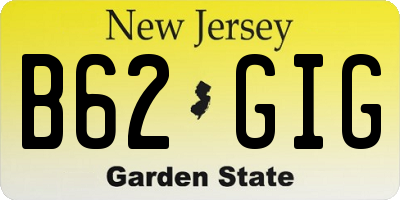 NJ license plate B62GIG
