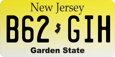 NJ license plate B62GIH