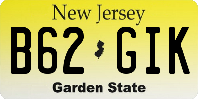 NJ license plate B62GIK