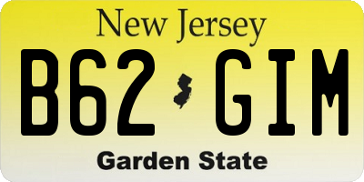 NJ license plate B62GIM