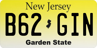NJ license plate B62GIN