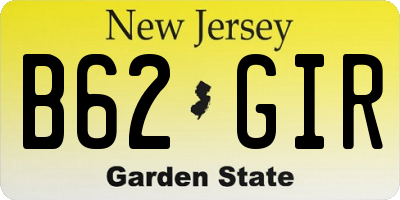 NJ license plate B62GIR