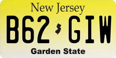 NJ license plate B62GIW