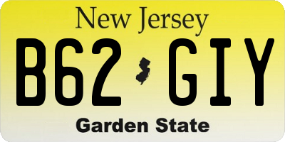 NJ license plate B62GIY