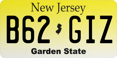 NJ license plate B62GIZ