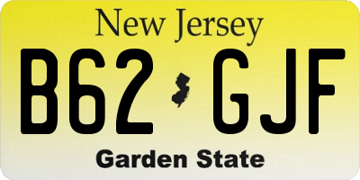NJ license plate B62GJF