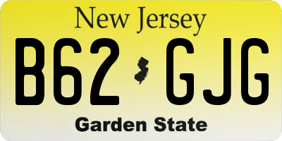 NJ license plate B62GJG