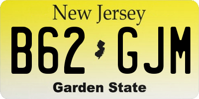 NJ license plate B62GJM