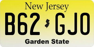NJ license plate B62GJO