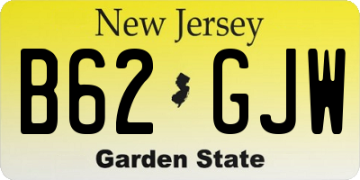 NJ license plate B62GJW