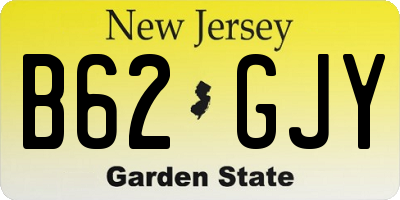 NJ license plate B62GJY