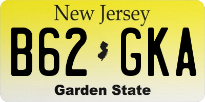 NJ license plate B62GKA