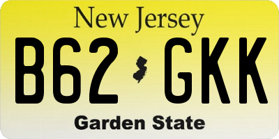 NJ license plate B62GKK