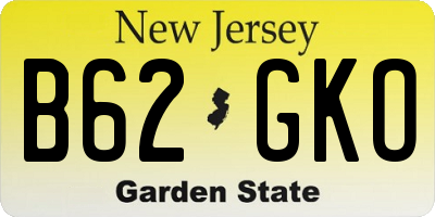 NJ license plate B62GKO