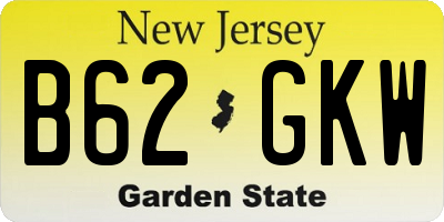 NJ license plate B62GKW