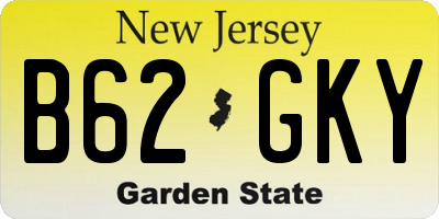 NJ license plate B62GKY