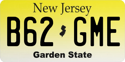 NJ license plate B62GME
