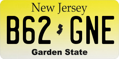 NJ license plate B62GNE
