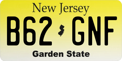 NJ license plate B62GNF