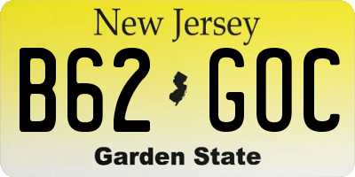 NJ license plate B62GOC