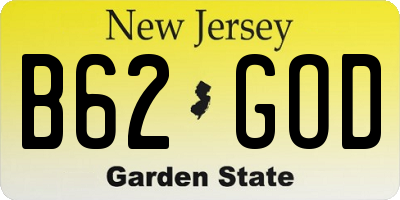 NJ license plate B62GOD