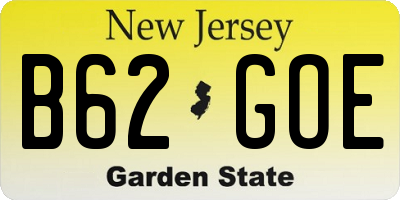 NJ license plate B62GOE