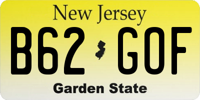 NJ license plate B62GOF