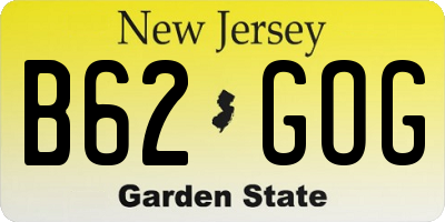 NJ license plate B62GOG