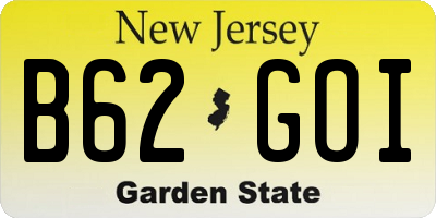 NJ license plate B62GOI