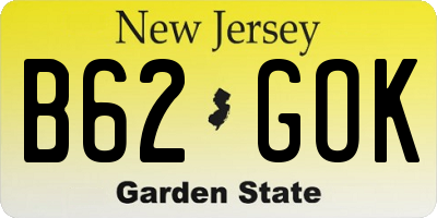 NJ license plate B62GOK