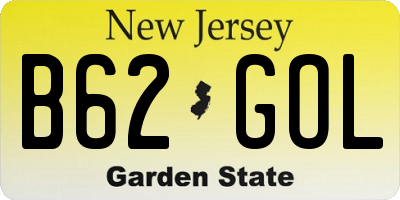 NJ license plate B62GOL
