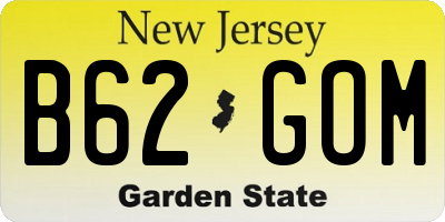NJ license plate B62GOM