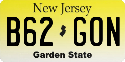 NJ license plate B62GON