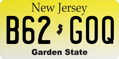 NJ license plate B62GOQ