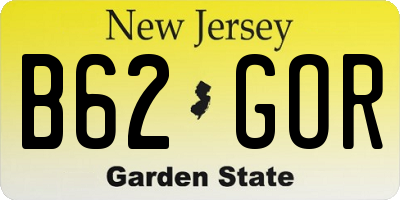 NJ license plate B62GOR