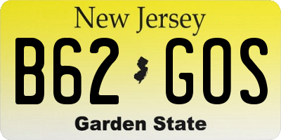 NJ license plate B62GOS