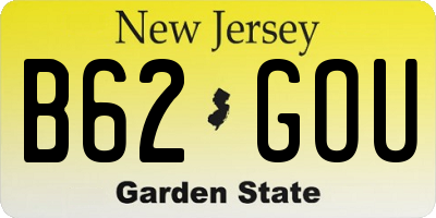 NJ license plate B62GOU