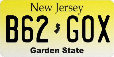 NJ license plate B62GOX