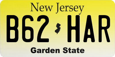 NJ license plate B62HAR