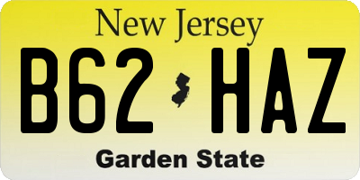 NJ license plate B62HAZ